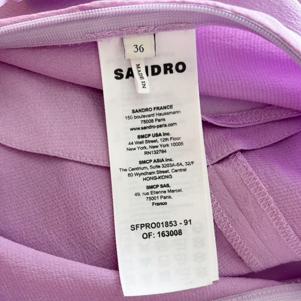 Sandro Ruched Tie-Strap Satin Midi Dress 4 Purple - Picture 8 of 9